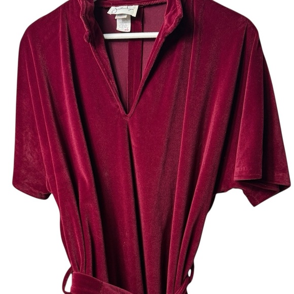 VTG 50s Jonathan Logan Velvet Dress Red Party Belt SZ 13/14 L Maxi Holiday Class - Picture 6 of 11